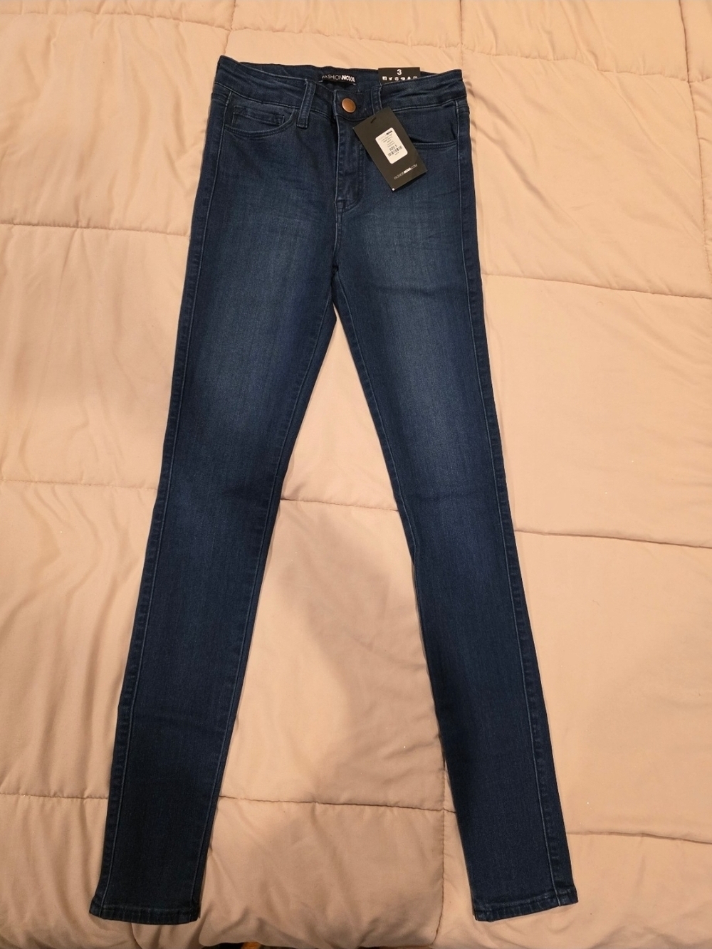 Fashion Nova Luxe Glam High Waist Skinny Jeans Size 3 (26) NWT Dark Wash